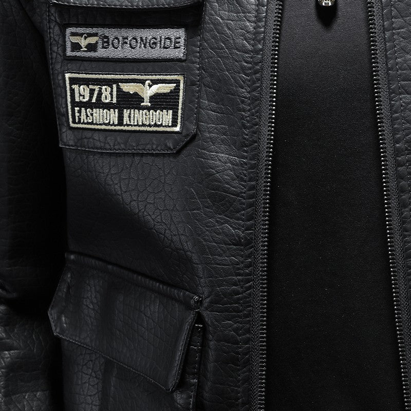 2024 New Men's Leather Coat Pilot Motorcycle Leather Coat Regular Thickened Large Leather Coats Embroidered Pocket Men Jacket