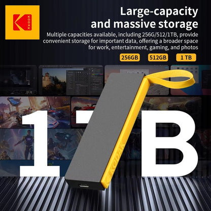 KODAK Portable SSD External Hard Drive 2TB 1TB 512GB 256GB Flash USB3.2 Type-C Mini PSSD for Laptop Desktop Smartphones