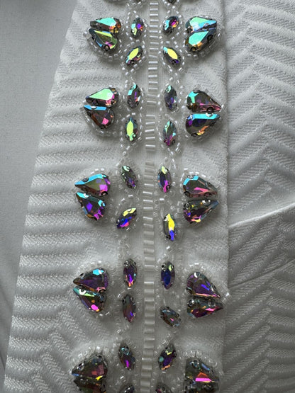 Jacquard Men's Luxurious Crystal Suits 3 Pieces Wedding Groom Sets,White Shawl Lapel Man Tuxedo For Party,Elegant Dancing Set