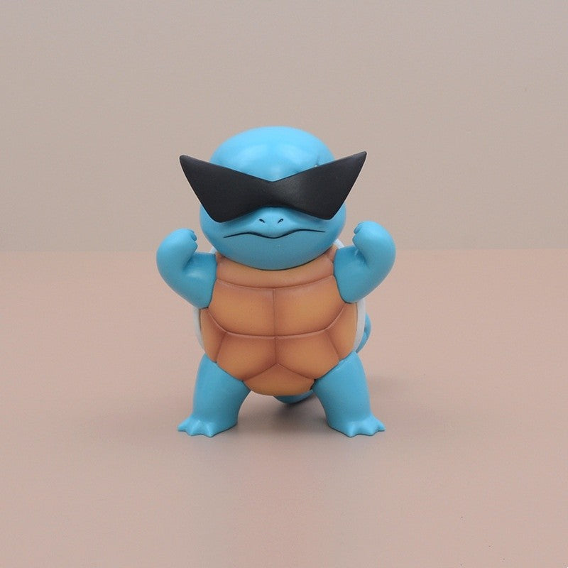 3 Estilos Boneco Pokémon 9cm Squirtle de Óculos de Sol Figura PVC Modelo Colecionável Pokémon Go Boneco de Ação Presente de Aniversário Infantil