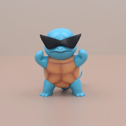 3 Estilos Boneco Pokémon 9cm Squirtle de Óculos de Sol Figura PVC Modelo Colecionável Pokémon Go Boneco de Ação Presente de Aniversário Infantil
