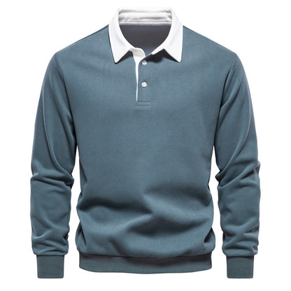 Men's Autumn Long-Sleeved POLO Collar European Size Sweater - Trendy, High-Quality, Casual, Versatile and Loose-Fit Top