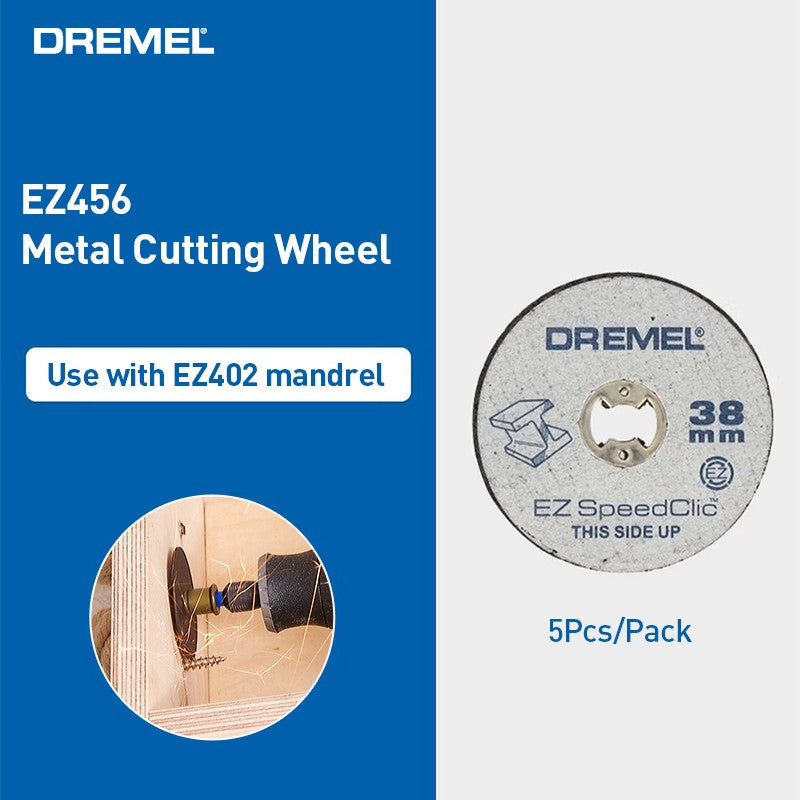Dremel EZ456 5 peças EZ Lock 38,1 mm de diâmetro rebolo de corte reforçado com fibra de vidro Disco de corte para ferramenta rotativa para lixar