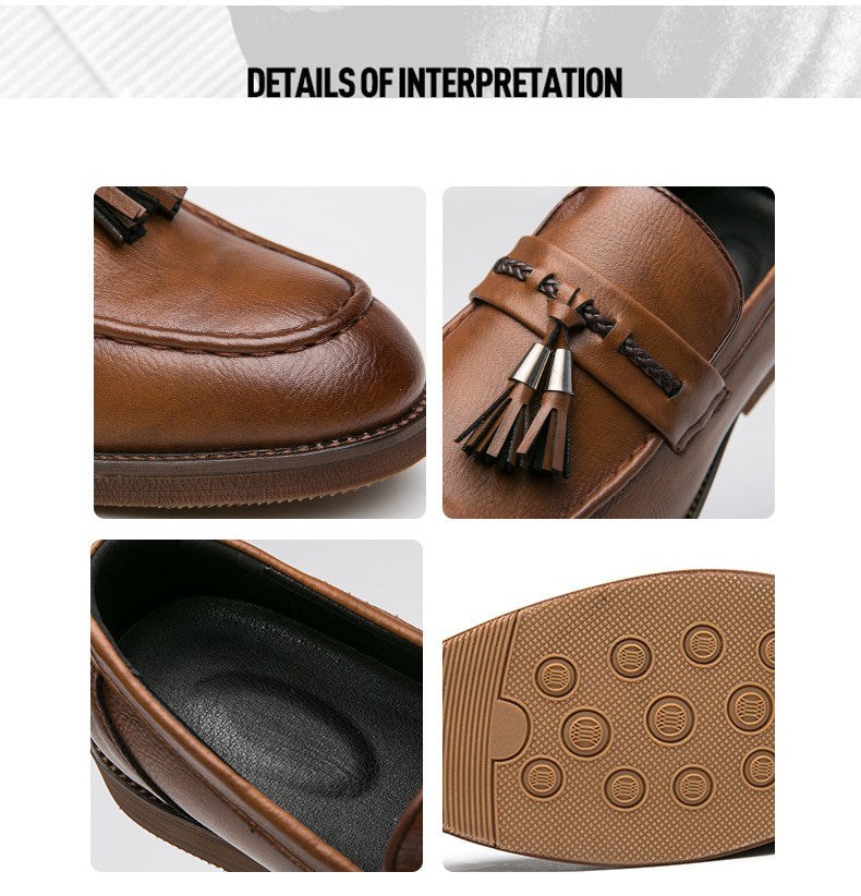 Formal Leather Shoes For Men Classic Men's Dress Shoes Tassel Social Leather Brouge Shoes Men Casual Business Leather Loafer Man