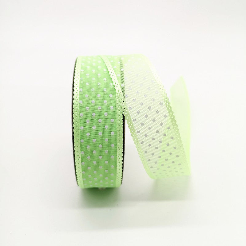 5 yards 1" 25mm Ribbon Wedding Party Decoration Organza Ribbon Printing Dots Gift Wrapping Hair Bows DIY Christmas Ribbon #22