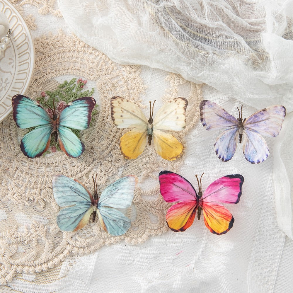 5/10PC Artificial Fake Fluorescent Butterfly Home Room Decor Valentine's Wreath Wedding Bridal Diy Gift Box Accessories Headwear