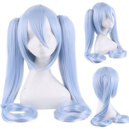 120CM Long Synthetic Hair Clips 2 Ponytails Lolita Green Pink Heat Resistant Party Wigs Synthetic Hair Hatsune Miku Wig Cosplay
