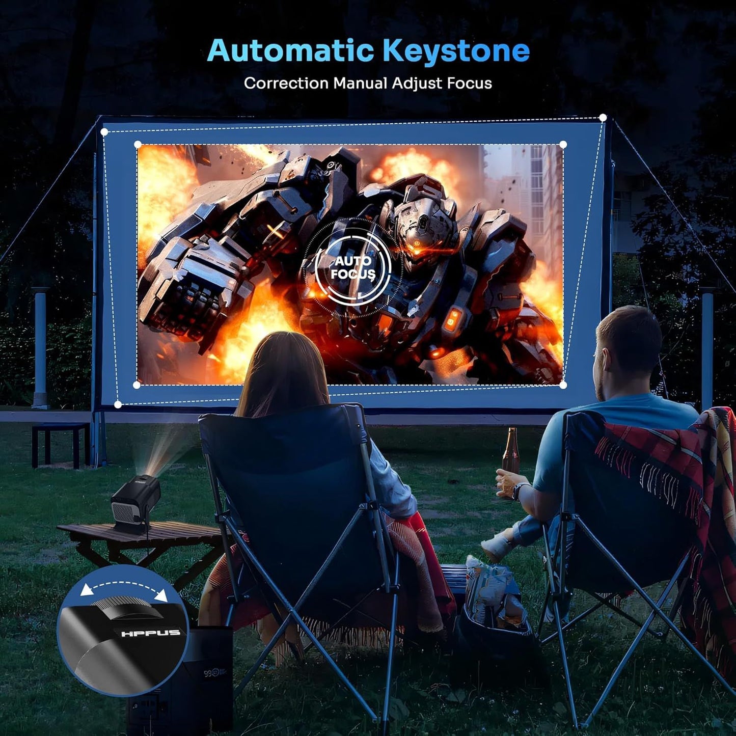 KaiAqua Mini Projetor HY320 NTV Android 13 com Amlogic S950D4 1080P 500 ANSI Lumens, WiFi Duplo, BT5.2 e Comando por Voz para Home Theater
