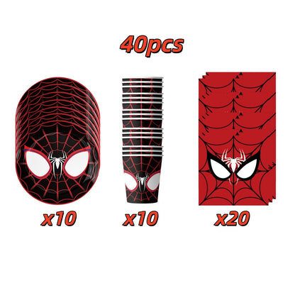 Mask Spider Hero Birthday Party Supplies Tableware Kit Plates Cups Tablecloth Backdrop Balloons Kids Party Decorations Favors