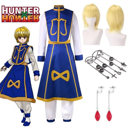 Anime Manga Hunter X Hunter Kurapika Cosplay Costume Wig Fingers Rings Chain Earrings Anime Uniforms Halloween Party Outfits