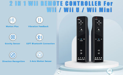 Controllers For Nintendo Wii 2 In 1 Left Right Controller Optional Motion Plus Set Game Remote Control Joystick Wireless Gamepad