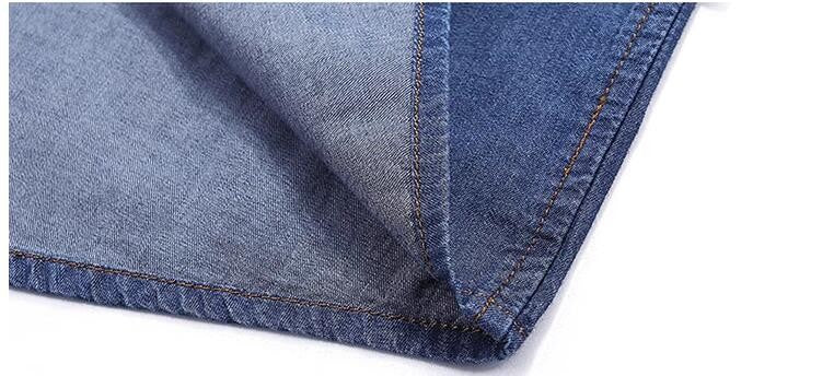 Men Multi pockets Blue Denim Shirts New Summer Male Short Sleeve Tooling Shirts High Quality Men Cotton Casual Jeans Shirts 4XL