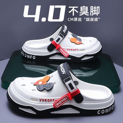 Summer Hole Shoes Men Wear Casual Fashion Non-slip Portable Sports Sandals Beach Step on Toe Breathable Slippers for Men Outdoor