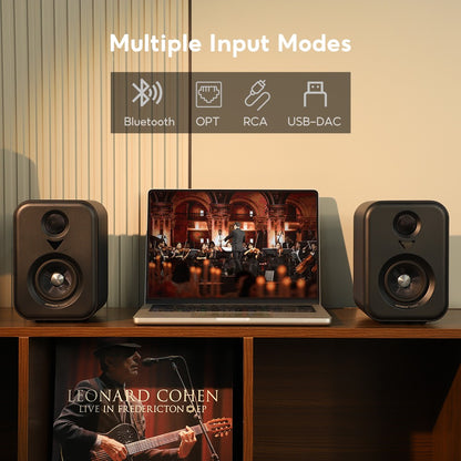 AIYIMA S400 Upgrade Active Speakers Wooden Studio Monitor Bluetooth USB OPT RCA Inputs Subwoofer Output Record Player Speaker