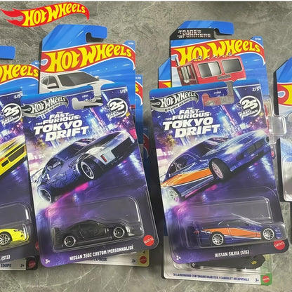 Hot Wheels Fast & Furious Silver Series Tokyo Drift Set 2025 Die-Cast Model Cars Nissan Chevrolet 1/64 Scale Collectible Toys