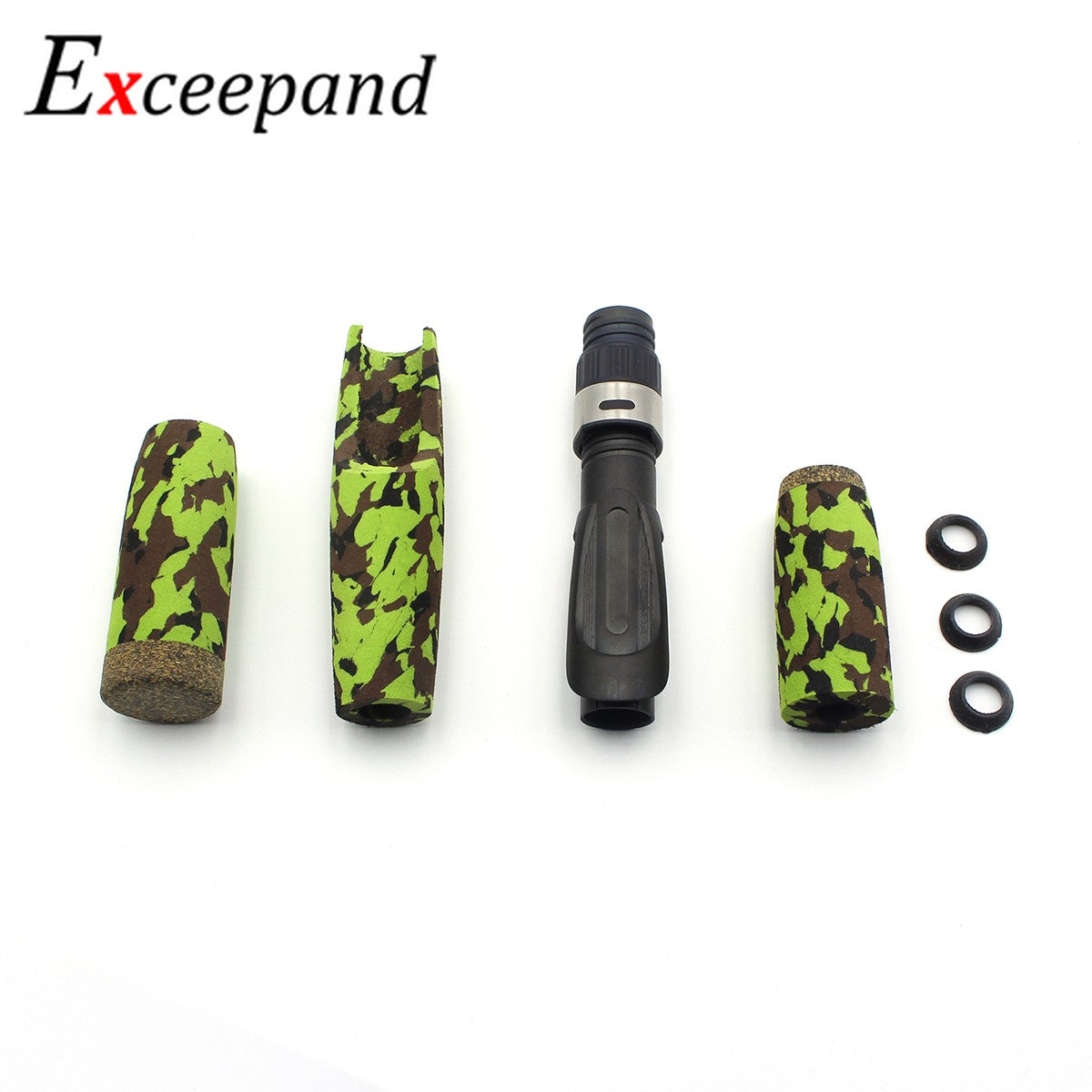 Exceepand Cabo Dividido de Haste de Pesca Giratória EVA CAMO Vermelho e Verde Componentes de Haste de Reparo DIY para Bass Pike Upgrade