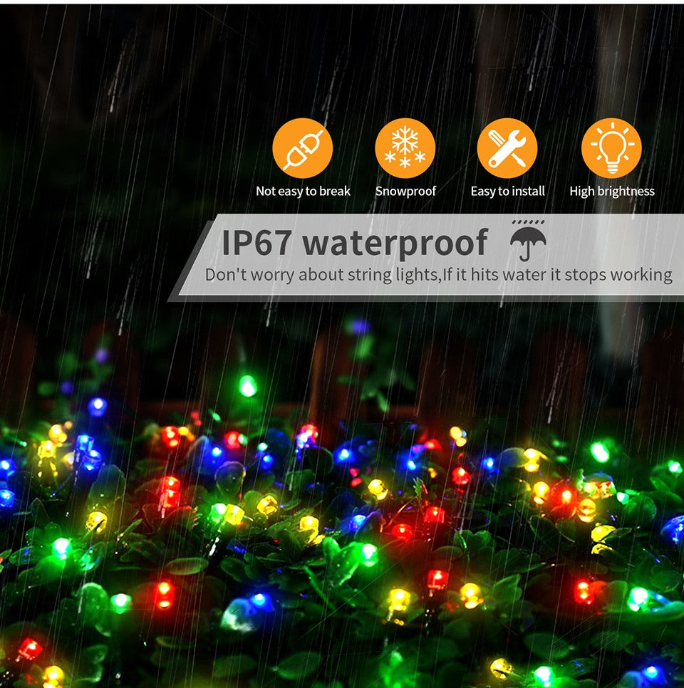 100M 1000 LEDs Fast Charge Solar Led Fairy Light Led Waterproof Outdoor String Lights Christmas Garland For Garden Party Decor