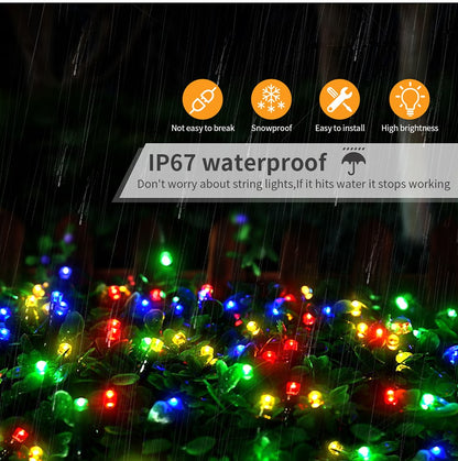 100M 1000 LEDs Fast Charge Solar Led Fairy Light Led Waterproof Outdoor String Lights Christmas Garland For Garden Party Decor