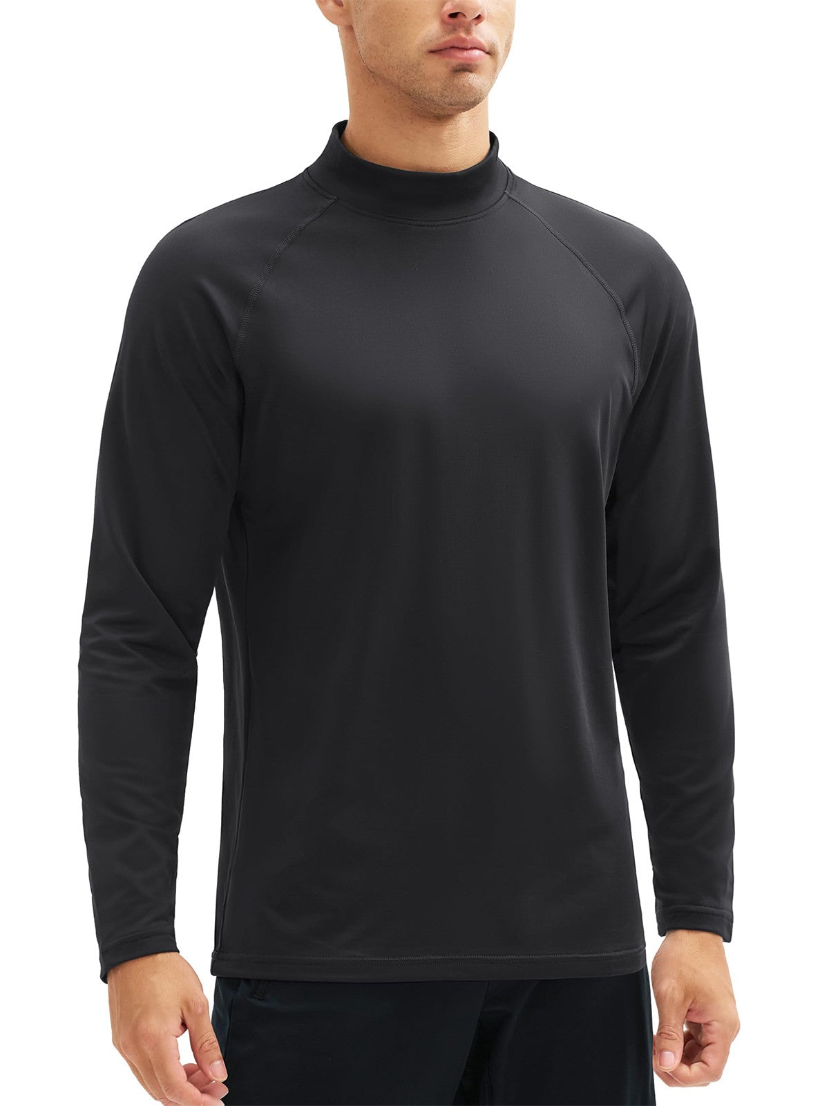 TACVASEN Mock Neck Thermal T-shirts Mens Micro-fleece Lined Long Sleeves Spring Athletic Workout Base Layer Pullover Tops Male