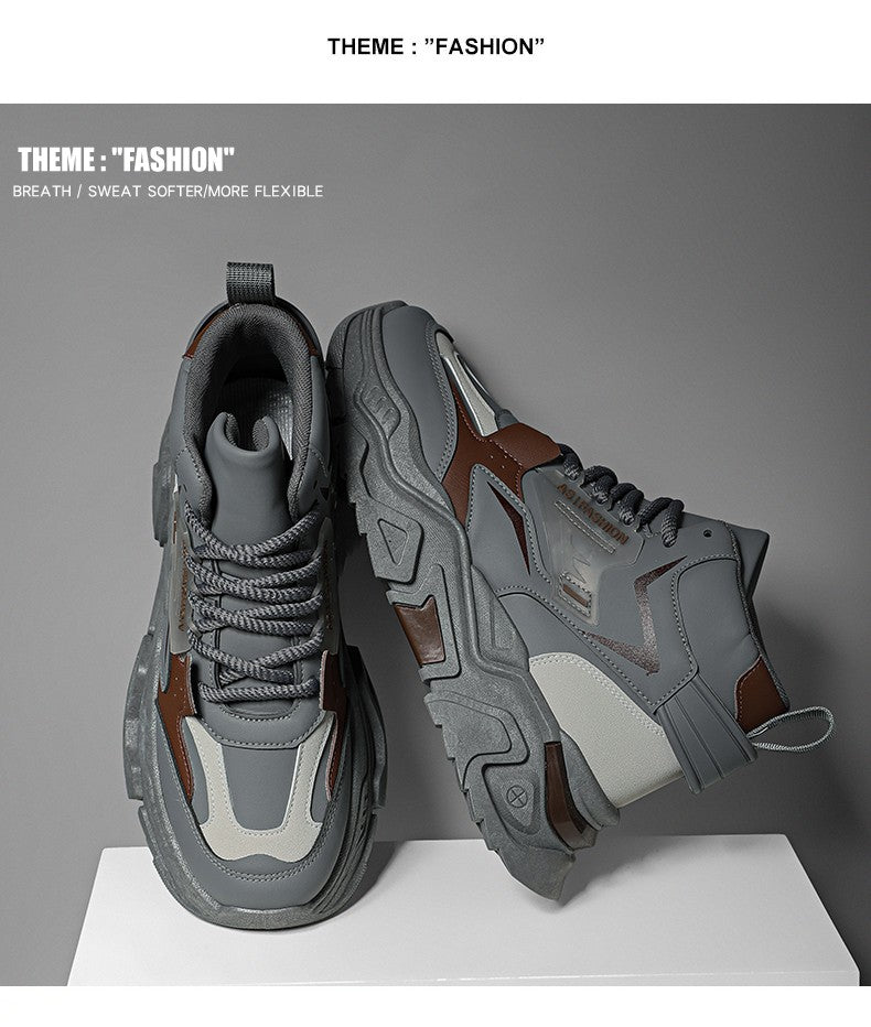 Fashion Thick Soled Men's Sneakers Height Increasing Shoes Casual Sports Shoes Versatile Men's Shoes Platform Skateboard Shoes