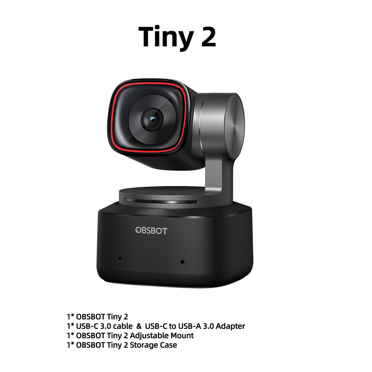 OBSBOT Tiny 2 Webcam 4K Voice Control PTZ, AI Tracking Multi-Mode & Auto Focus, Web Camera with 1/1.5" Sensor, Gesture Control,