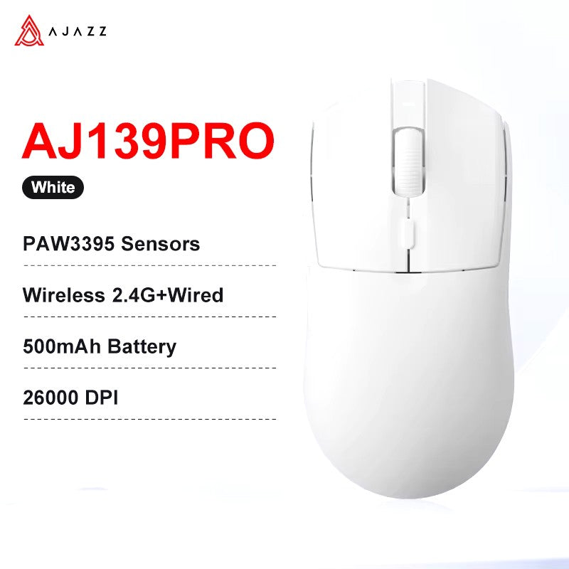 Mouse Gamer Sem Fio AJAZZ AJ139 V2 MC/AJ139 PRO Sensor PAW3311/PAW3395 12000DPI/26000DPI 500mAh Mouse Bluetooth Para PC