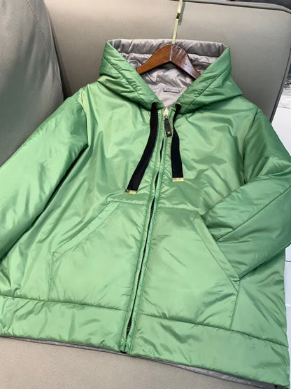 Fenggejiwo women's silk camel velvet baseball jacket casual silk jacket solid color double-sided jacket