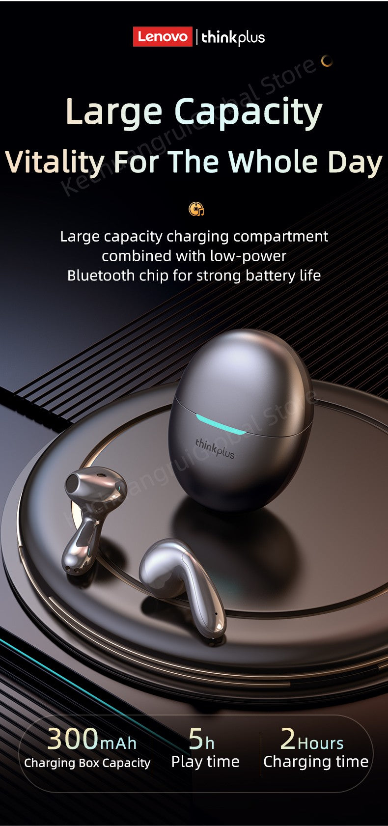 Original Lenovo LP48 TWS Wireless Bluetooth 5.4 Earphone Gaming Earbuds HIFI Music Headphones Noice Cancelling Dual Mode Headset