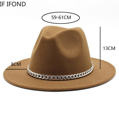 Big Size 59-61CM Fedoras Hats for Women Winter Fashion Formal Wedding Decorate Jazz Hats Men Panama Church Hat Chapeau Femme
