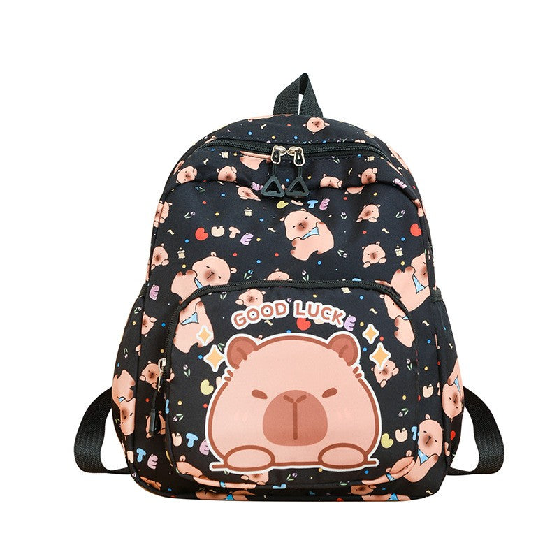 Capibara Print Backpacks Large Capacity Back To School Unisex Fashionable Cute Children's Bags For Kids Gift