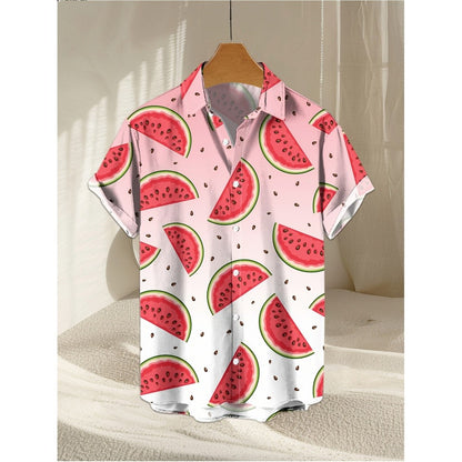 Fruit 3D Printed Fashion Men's Shirt Lemon Banana 3D Printed Summer Short Sleeve Hawaiian Shirt Beach Holiday Cool Casual Tops