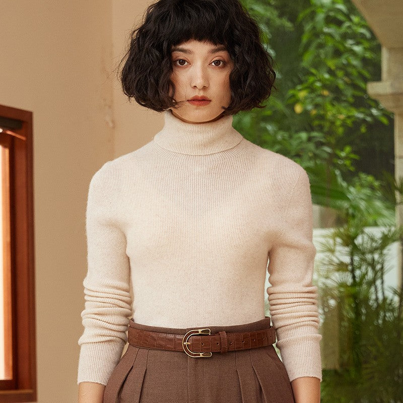 Autumn and Winter New Women's Sweater 100% Pure Cashmere High Collar Hoodie Knitted Basic Style Hot Selling Women's Top