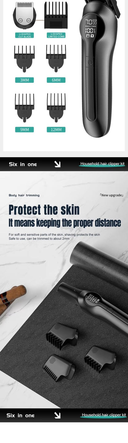 Xiaomi Youpin 6-in-1 Multifunctional Grooming Kit Hair Clipper With Digital Display High Power Electric Shaver Nose Hair Trimmer