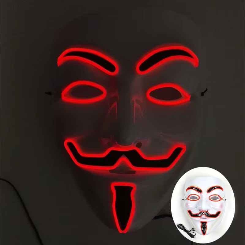 Halloween LED Vendetta Mask Night Club Carnival Party Festival Decoration Cosplay Vendetta Guy Fawkes Mascara Glowing V Mask