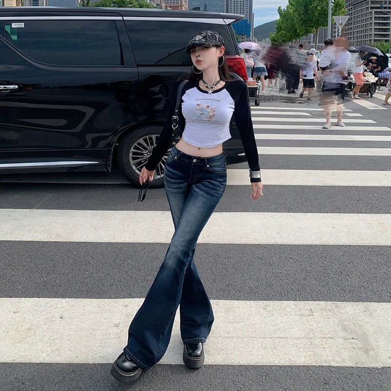 High Waist Jeans Womens Fashion Personality Slim Fit Retro Bell Bottoms Trousers Autumn Winter Jeans Women's Pants Women Pants