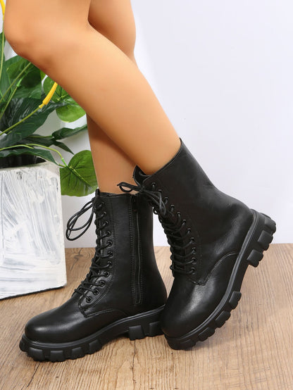 Autumn winter plus size new shoes Women Fashion Laceup Boots Chelsea Zipper Ladies  Sports Casual Heel  platform
