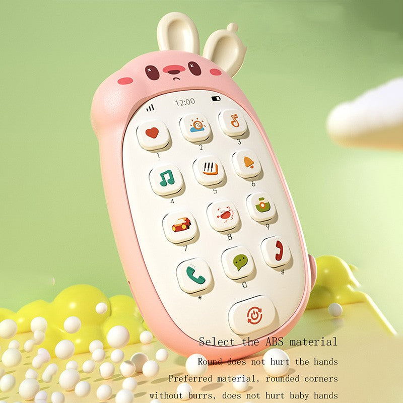 Telefone celular de brinquedo de coelho infantil, mordedor para bebê, quebra-cabeça, atóxico, inodoro, multifuncional, com música, sem bateria