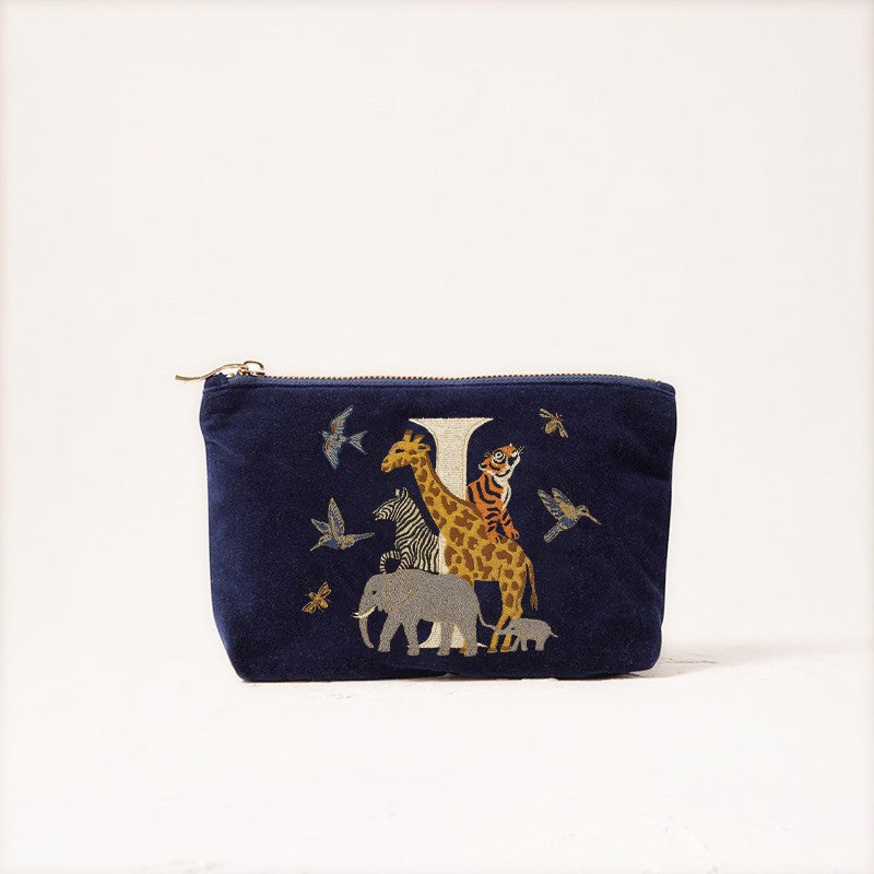 Cute Animal Letter Print Velvet Clutch Makeup Bag - Fashionable And Stylish Cosmetic Pouch for Women