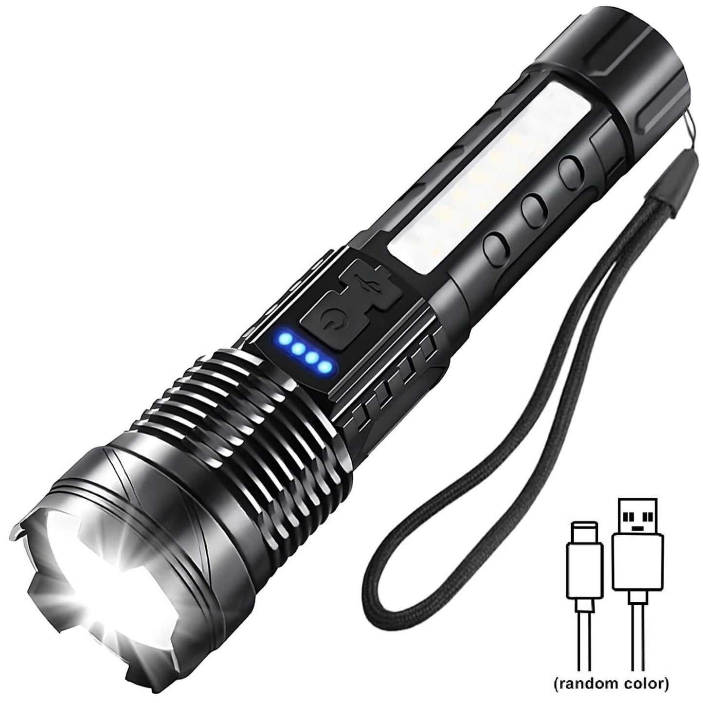 Rechargeable LED Flashlights, Super Bright Handheld Flashlight, 7 Modes with COB Work Light, Tactical Flash Light for Home