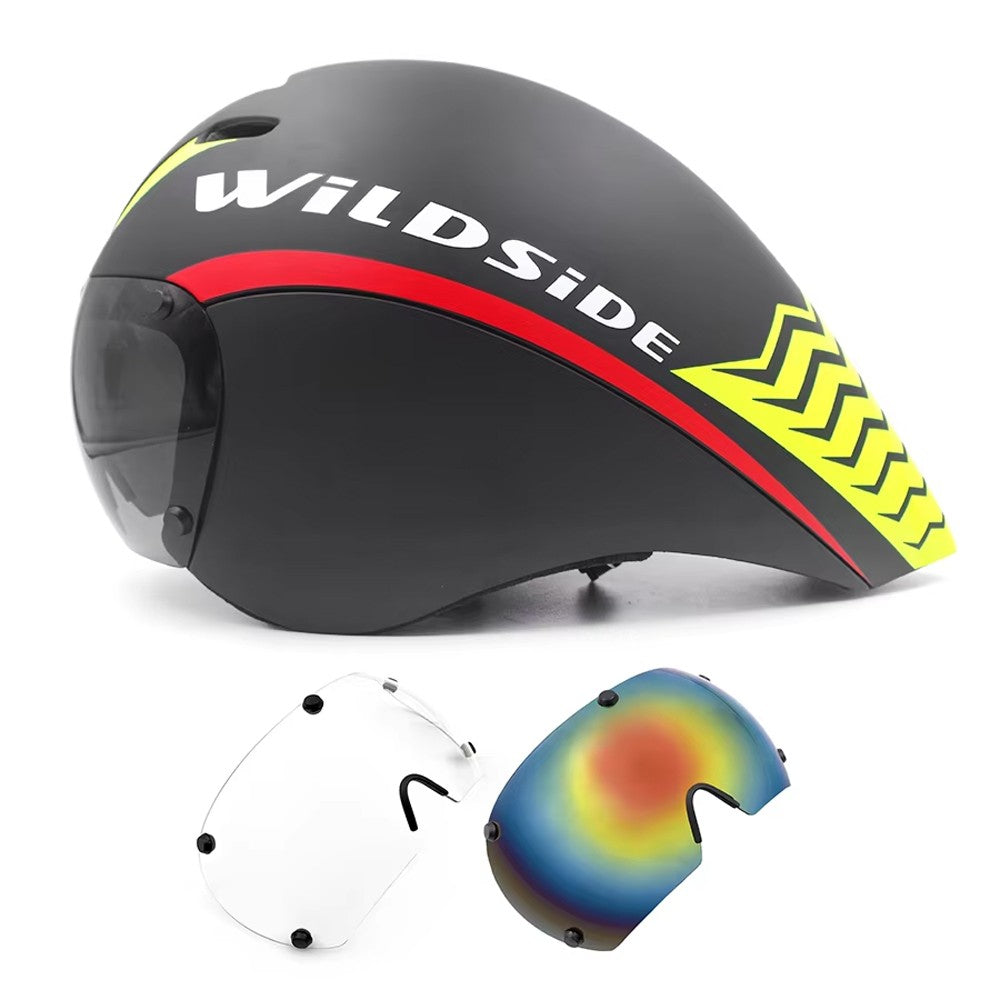 Capacete de Ciclismo de Estrada Wildside Aero TT Capacete de Segurança para Bicicleta de Triathlon Ultraleve com Óculos Acessórios para Bicicleta