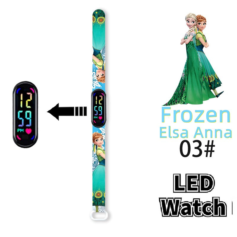 Disney Frozen Digital Kids' Watches Anime Figures LED Luminous Watch Touch Waterproof Electronic Sports Watch Kids Birthday Gift