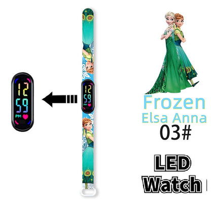 Disney Frozen Digital Kids' Watches Anime Figures LED Luminous Watch Touch Waterproof Electronic Sports Watch Kids Birthday Gift