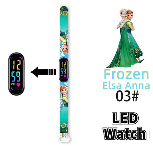 Disney Frozen Digital Kids' Watches Anime Figures LED Luminous Watch Touch Waterproof Electronic Sports Watch Kids Birthday Gift