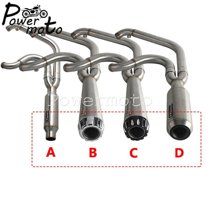 Big Bore Stepped 1 3/4" to 2" head pipe 2-into-1 Exhaust Pipe For Harley Dyna Fat Bob CVO Low Rider Street Bob Super Glide 06-17