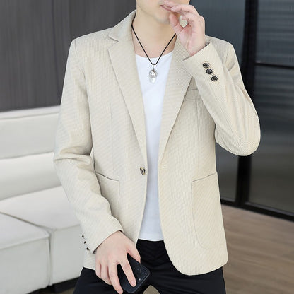 Blazer's New Men's Fashion Outdoor Travel Camping Youth Wedding Hosting Campus Slimming Casual Solid Color Korean Version Blazer