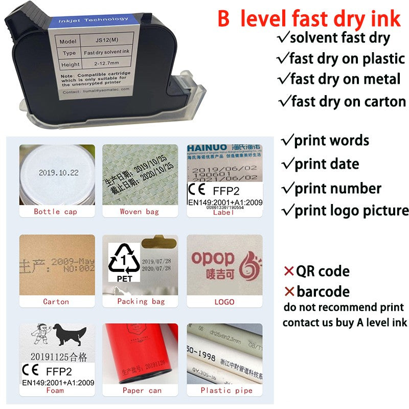 YS300 12,7mm Impressora a Jato de Tinta Térmica Portátil, com Jato Manual, para Códigos de Data, Números, Logos, Data de Vencimento e Etiquetas em Plástico e Papelão, em Inglês