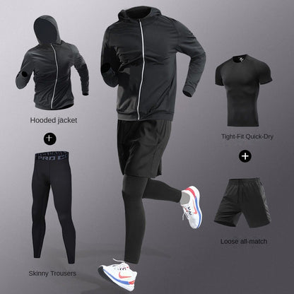 3-7Pcs Men's Ice Fiber Quick-Dry Running Fitness Full Set/Suit Tracksuit For Marathon, Training Cycling?Jogging,Gym? sweatpants
