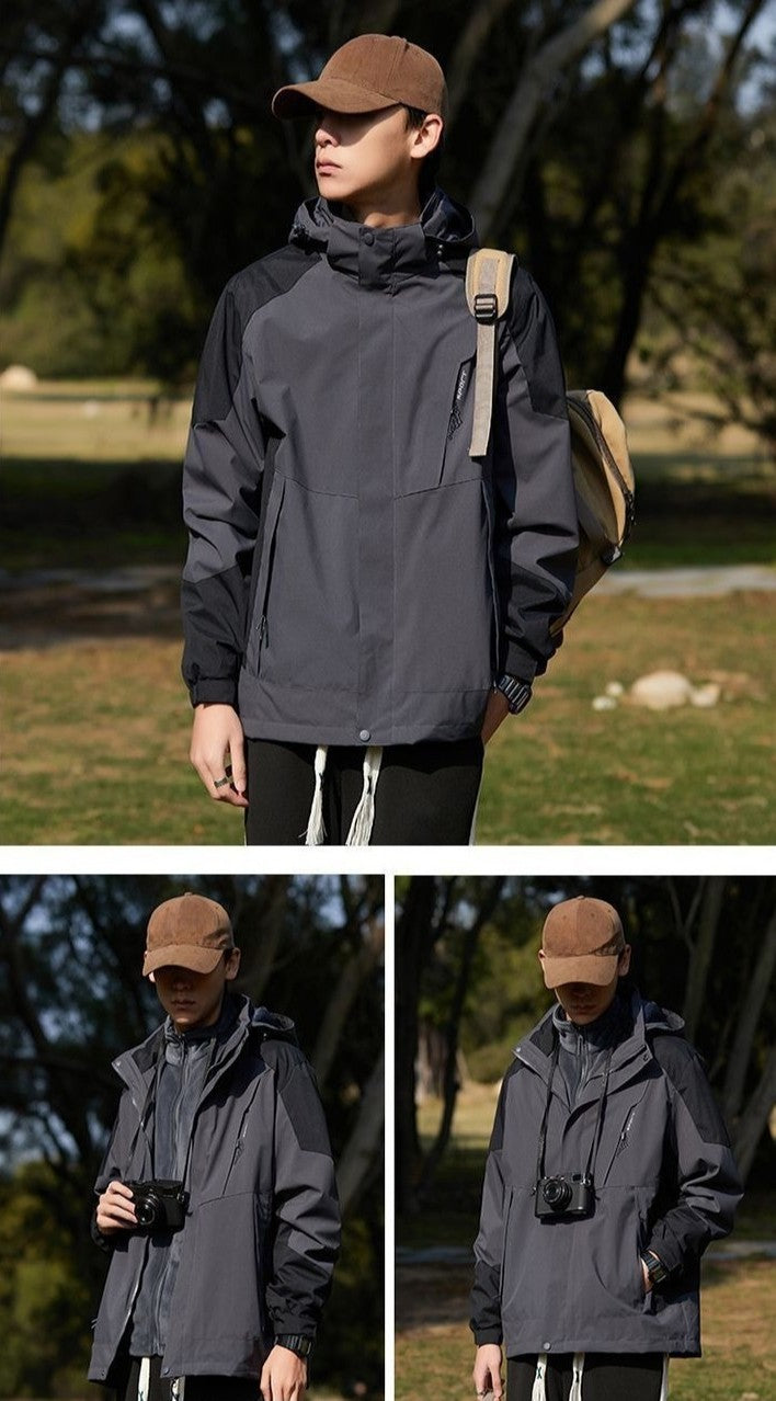 Men's Women's 2025 New Winter Jacket 3 in 1 Waterproof Windproof Detachable Outdoor Hiking Climbing Shell