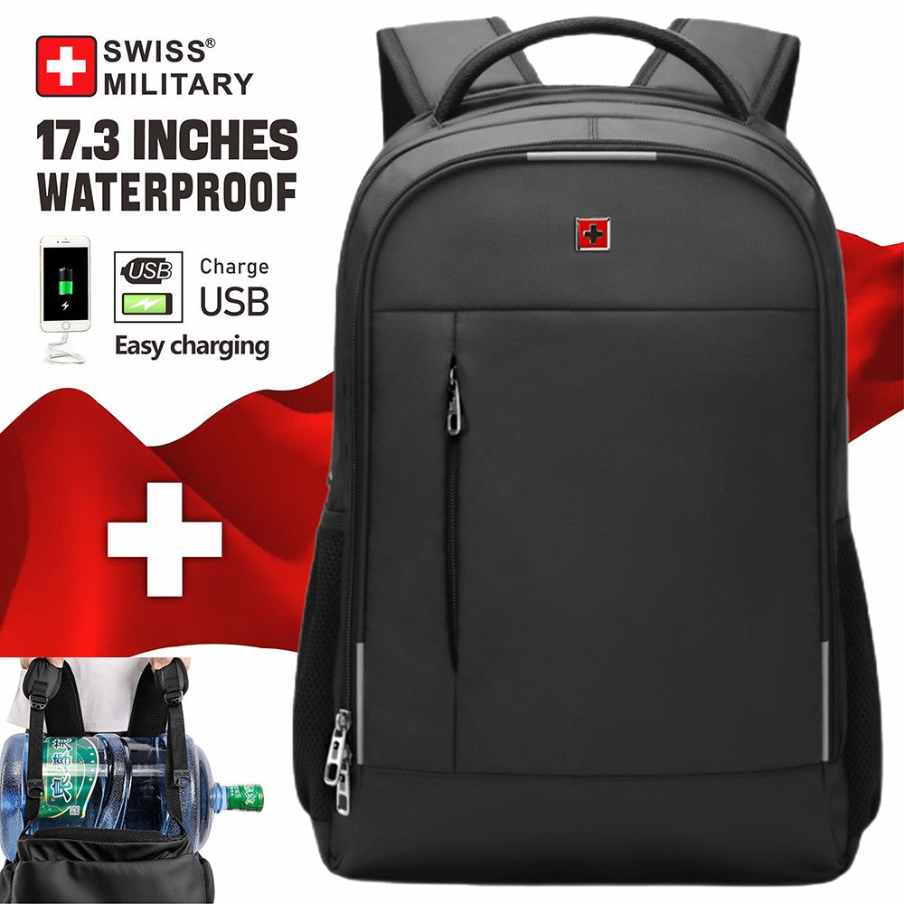 Mochila SWISS MILITARY Masculina para Notebook Negócios Viagem Mochila 17 Polegadas Fashion Escolar Impermeável USB Grande Capacidade mochila