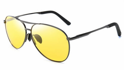 Óculos de Sol Polarizados Masculinos com Armação de Metal para Aviação Cores Variadas Óculos de Sol Masculino Piloto Visão Noturna e Diurna para Dirigir